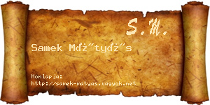 Samek Mátyás névjegykártya